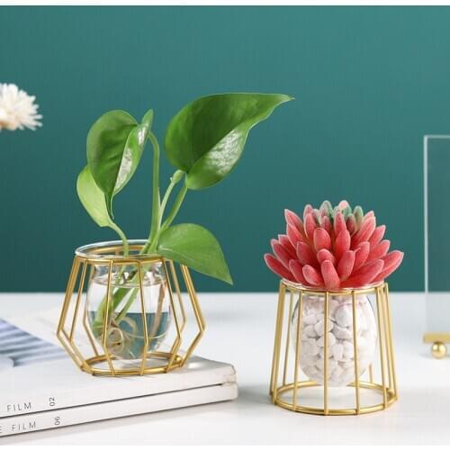 1Pcs Creative Plant Vase Iron Line Flower Pot Desk Flower Plants Stand Holder Terrarium Container Planters Baskets Home Decor