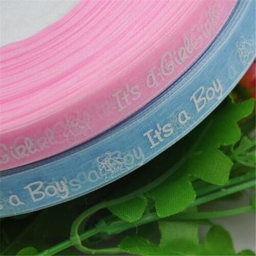 10Y 1/2" Organza ribbon Boy/girl baby show Craft Pink&Blue Q11