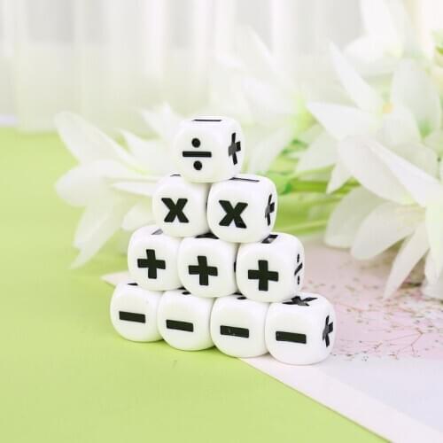 10pcs 16mm D6 Dice Mathematical Operators Arithmetic Dice Club Pub Board Game