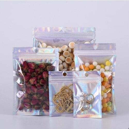 1000Pcs/lot Clear Plain Laser Aluminum Foil Self seal Packaging Bag Resealable Mylar Plastic Beans Retails Package Pouch