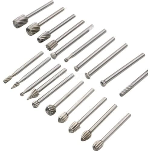 20pcs/set HSS Router Bits Wood Cutter Milling Fits Dremel Rotary Rotary Tool Engraving New Sanding Carving Knife Pattern