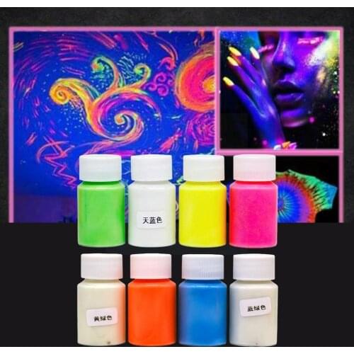 8 Colors Face Body Art Paint Neon Fluorescent Party Halloween Kids UV Painting Glow Paint Makeup Tools Festival Cosplay H7X0