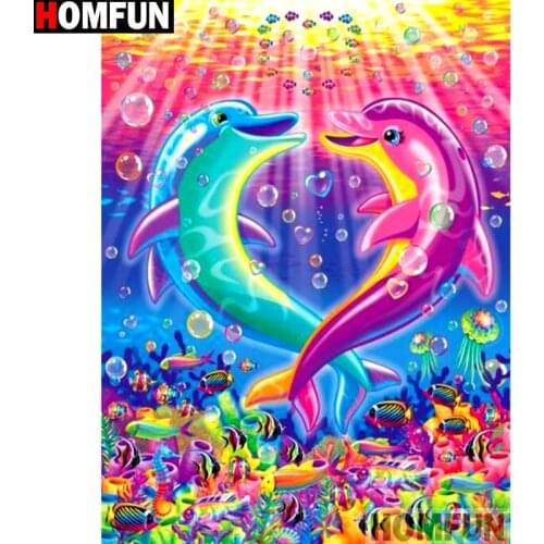 HOMFUN Full Square/Round Drill 5D DIY Diamond Painting "Cartoon dolphin" Embroidery Cross Stitch 5D Home Decor Gift A14721