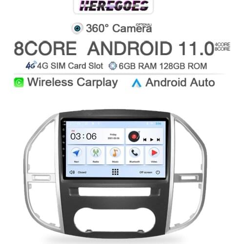 9inch Carplay 2Din Android 10 Car radio For Mercedes Benz W447 Vito 3 2014 - 2020 6G+128Gb Multimedia Video 4G LTE Stereo Audio
