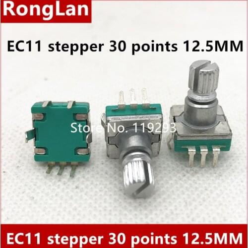 [BELLA]Domestic car stereo potentiometer type 11 with the switch encoder with stepper 30 points - shaft length 12.5MM--10PCS/LOT