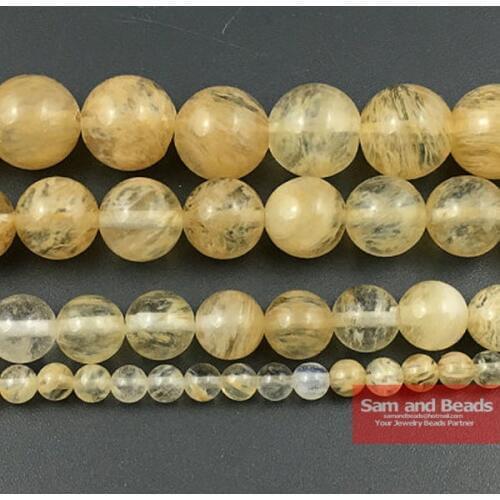 Free Shipping Natural Stone Smooth Citrines Quartz Loose Beads 16" Strand 6 8 10 12 MM Pick Size For Jewelry Making CQB01