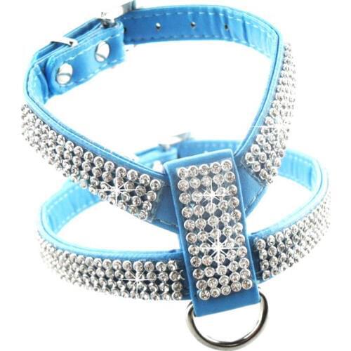 Bling Full Rhinestone Dog Harness Pet Puppy Dogs Collar Harness Safety Control Walk Vest for Chihuahua Small Medium Large Size