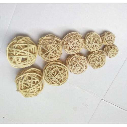 10 Pcs 3-7cm Natural Rattan Wicker Ball Photo Props Home Wedding Bowls DIY Trinkets For Wedding Ceremony Wedding Table Ornament