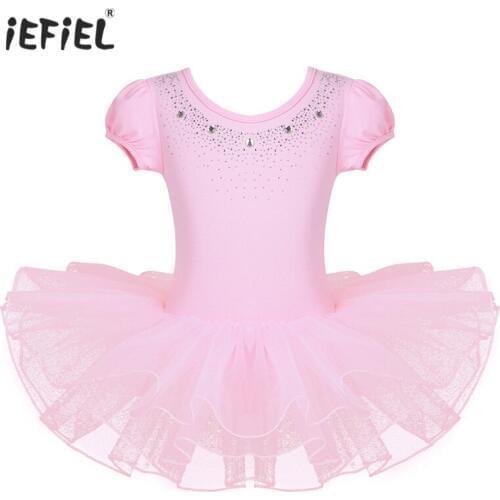 2018 Kids Girls Mesh Ballet Leotard Dress Bubble Sleeves Gymnastics Leotard Ballet Tutu Dress Beautiful Dancewear for your girl
