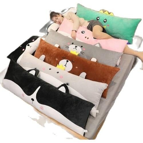 Full size Husky dinasour couple long pillow cartoon cute soft pillow washable home bed decor pig/bear/hippopotamus birthday gift