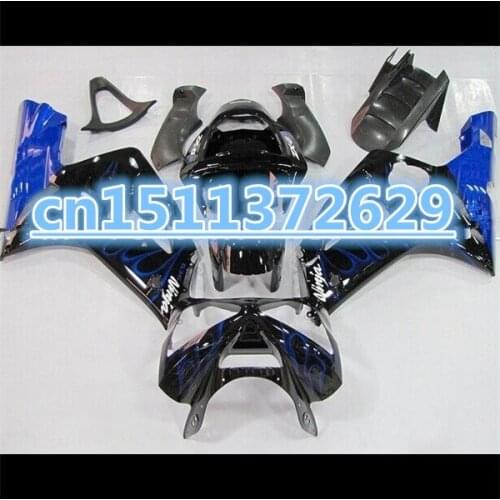 Hot sales For Kawasaki NINJA ZX6R 2003 2004 03 04 ABS Fairing Kits NINJA ZX 6R 03 04 - Blue Flame - Black