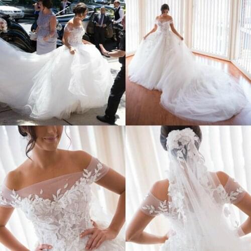 Exquisite Floral Sheer Plus Size Wedding Dress Bridal Gown Ball Bride Custom Made