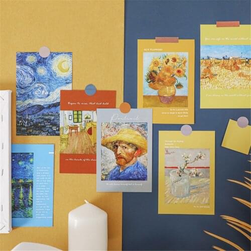 15 Pcs Nordic Classical Oil Painting by Van Gogh Card Sticker Photo Wall Decoration Background Photo Wall Sticker Diy Home Decor