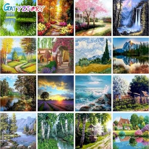 GATYZTORY Painting By Numbers Landscape Canvas Drawing Acrylic Paints Wall Art Home Decor Decorative Frames