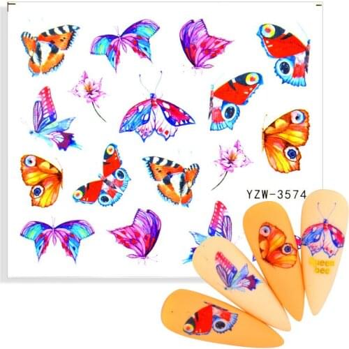 Colorful Butterflies Sliders Nail Decal Sticker Summer Nail Art Decoration Water Tattoo Manicure Watermark Decals For DIY Nails