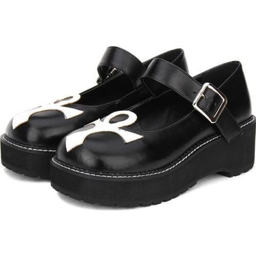 Princess sweet lolita shoes Dark Department Lolita shoes big head low and anti slip shallow single cross decoration pu8617