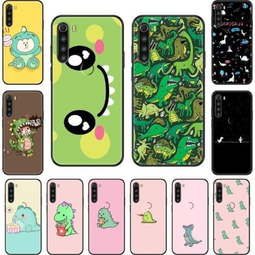 Lovely Cartoon Cute Dinosaur Phone case For Xiaomi Redmi Note S2 4 5 6 7 8 A S X Plus Pro black trend back soft Etui painting