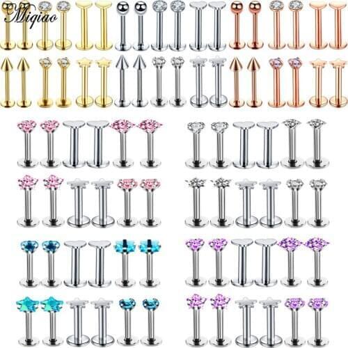Miqiao 12PCS Fashion Explosion Multicolor Variety Sets Stainless Steel Lip Nails Exquisite Body Piercing Jewelry