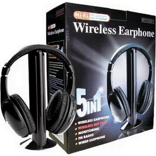 Fashionable 5in1 Hi-Fi Wireless Headphones Earphone Headset for PC Laptop TV FM Radio MP3 Hot Sale Gaming Headphones Set