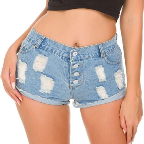 2020 Fashion Women Summer Ripped Hole Denim Shorts Jeans Women High Waist Casual Shorts Sexy Club Push Up Skinny Denim Shorts