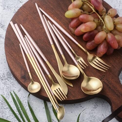 1pcs Portugal Pink Cutlery Set 304 Stainless Steel Dinnerware Set Cutlery Dinner Fork Knife Sets Tableware Kitchen Accessories