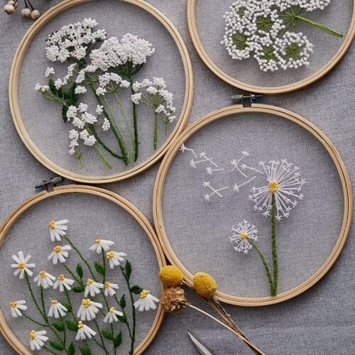 Net yarn embroidery flower painting cross stitch kit DIY homemade creativity gifts Beginners gauze embroidery Handicraft sewing