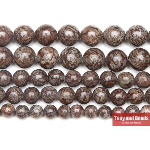 Natural Stone Brown Snowflake Obsidian Round Beads 15" Strand 4 6 8 10 12MM Pick Size For Jewelry Making No.AB15