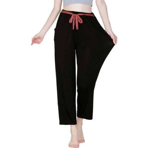 Plus Size Womens Solid Sleep Pants Modal Trousers 100% Soft Household Lounge Night Pants Lounge Comfortable Thin Pajamas Bottom