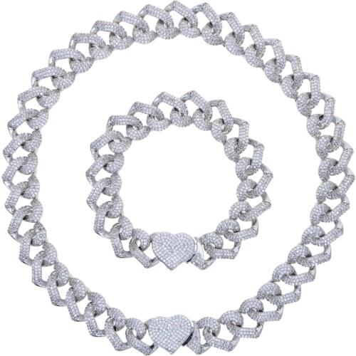 New arrived trendy punk styles necklace wholesale 5A cz paved gold silver heavy hip hop choker necklace for women wholesale