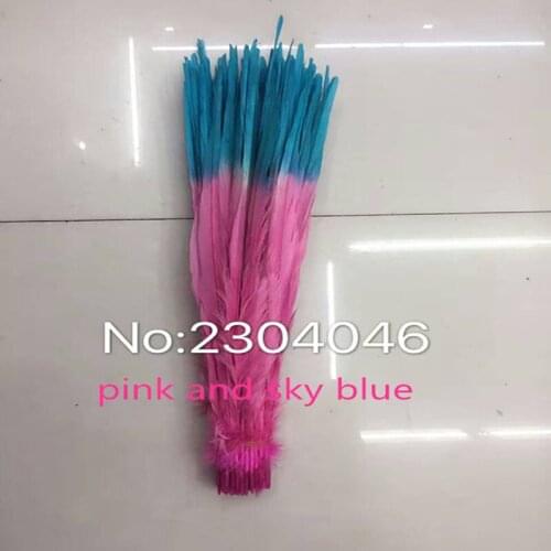Wholesale 100 pcs beautiful pink and sky blue double color Pheasant Feather 18-20 inch / 45-50 cm free shipping