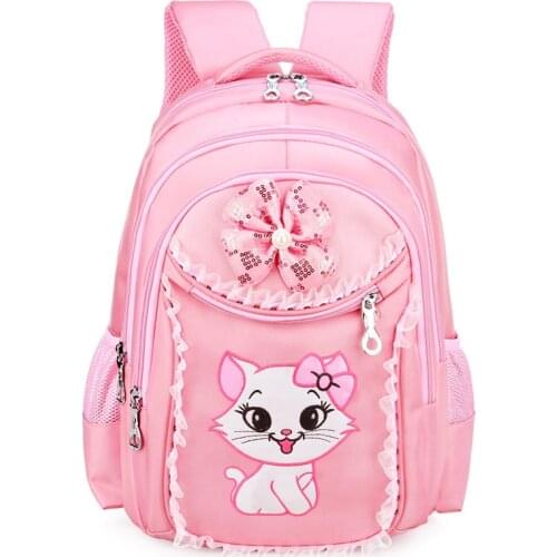 New Portfolio School Bags For Girls Sweet Cute Cartoon Princess Cat Children Backpack Kids Bookbag Primary School Backpack