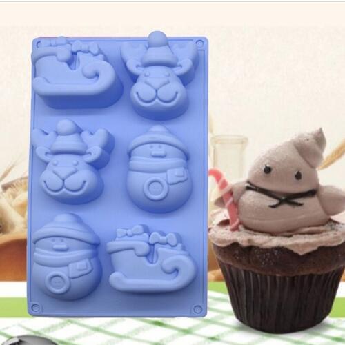 Silicone Christmas Deer Sled Santa Snowman Chocolate Mold For 3D Creative Candy Fondant Mould Cake Decorating Tools
