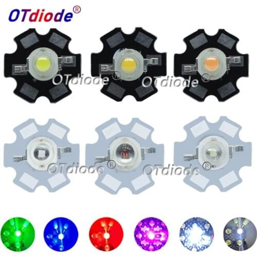 10pcs 1W 3W High Power LED Full Spectrum White Warm white Green Blue Deep Red 660nm Royal blue IR UV With 20mm Black Star PCB