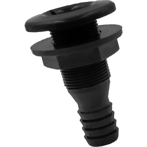 Thru Hull Fitting 3/4 Inch Hose Stainless Steel Covered Fits for Boats Marine Black