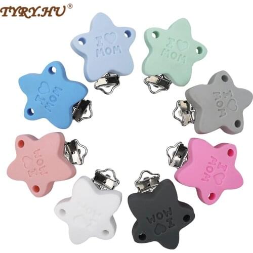 TYRY.HU 1PC Colorful Baby Pacifier Clip DIY Accessories Star Shape Silicone Safe Holder Anti-Fall Cute Clips