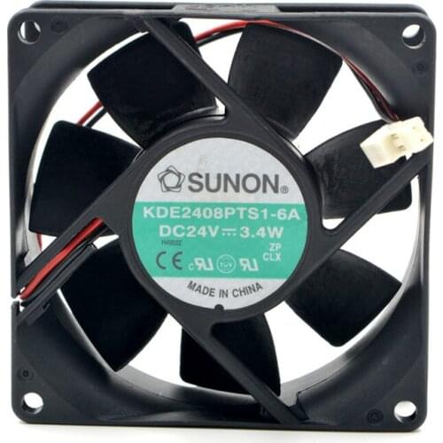 SUNON 8025 DC 24V 3.4W 80*80*25MM 8CM KDE2408PTB1-6A KD2408PTB1-6 2-wire inverter cooling fan