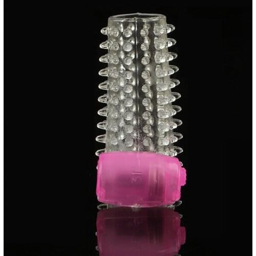 Penis Vibrating Cock Ring Condoms Reusable Dick Enlargement Vibrator Finger Cover Penis Sleeve Adult Sex Toys For Men Couples