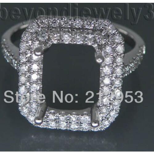 Vintage Emerald Cut 7x9mm 18Kt White Gold Semi Ring mount for Wedding Fine Jewelry Wholesale R0014