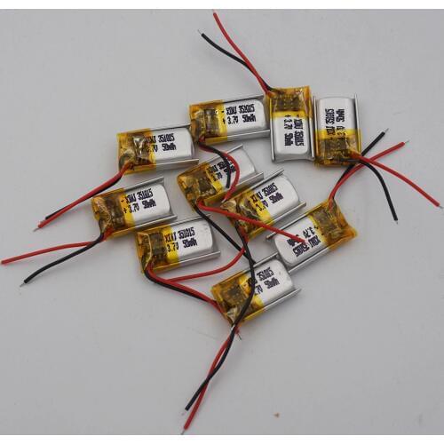 XINJ 10pcs 3.7V 50mAh Polymer Li Lithium Battery Lipo Cell 351015 For DIY Headphone Bluetooth Glasses Speaker Earphone