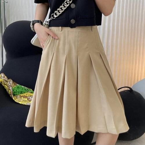 Summer Women High Waist Wide Leg Pants Loose Middle Pants Culottes Elegant Office Ladies Casual Female Harajuku Trouser Culottes