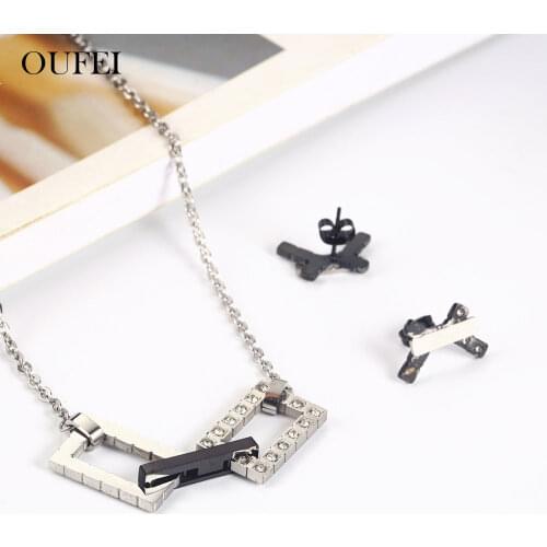 OUFEI Stainless Steel Jewelry Woman Vogue 2019 Geometric Pendant Necklace Necklace Earrings Set Jewelry Accessories Bohemian