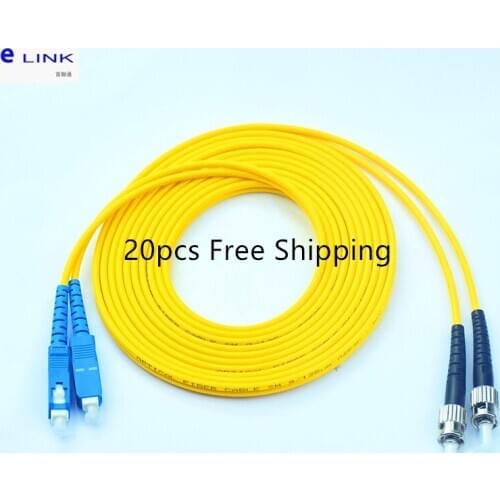 20pcs SC-ST DX SM fiber optic jumper Duplex single mode 3.0mm jacket cable optical fibre patch cord free shipping ELINK 1 2 3 4