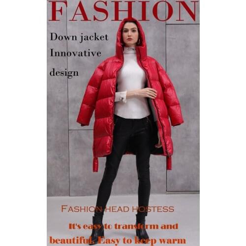 2020 Womens Winter Jacket New Fashion Mid-length 90 White Duck Down Warm Super Thick Plus Size Hooded Puffer Down Jacket Women