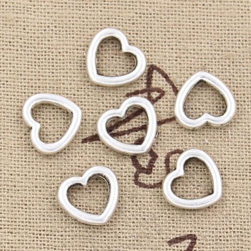 30pcs Charms Hollow Heart 10x10mm Antique Making Pendant fit,Vintage Tibetan Silver color,DIY Handmade Jewelry