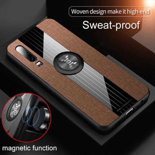 360 Cloth Case For Huawei P30 P20 Lite Pro Mate 20 30 Case Metal Ring Car Holder Magnetic Cover For Honor 9X 10 Lite V20 Case