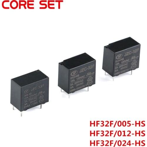 5PCS/lot 5V 12V 24V Power Relays HF32F JZC-32F-005-HS JZC-32F-012-HS JZC-32F-024-HS 5A 250VAC 4PIN