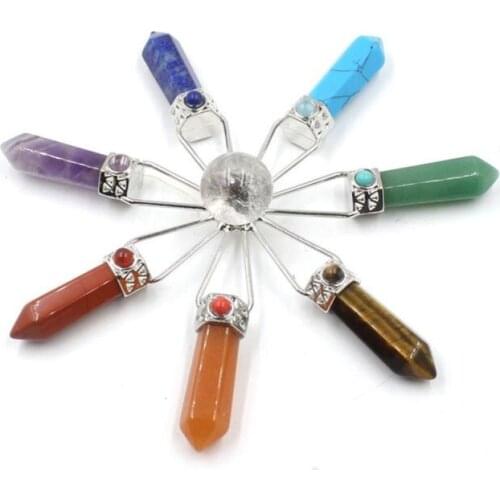 7 Chakra Crystal Energy Generator Natural Quartz Stone Spiritual Balancing Healing Meditation Home Decoartion Jewelry Pendant
