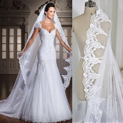 3 meters of high-end lace veil wedding accessories selling luxury bridal veil