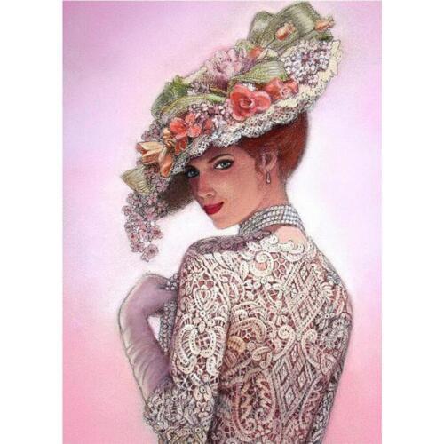 5d diy Full diamond embroidery Look back and smile lady handwork of rhinestones diamond painting home decoration