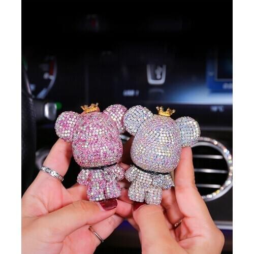 Diamond Cute Bear perfume Air conditioner Outlet Vent clip decoration Car Air Freshener Metal Car Outlet clip Auto Accessories
